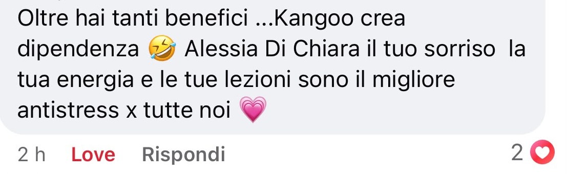 Screenshot di un commento: le tue lezioni sono il migliore antistress per tutte noi