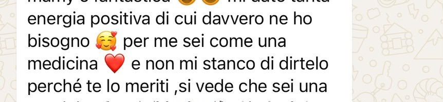 Screenshot del messaggio di un'allieva: ci siamo divertite e ricaricate, sei la numero 1